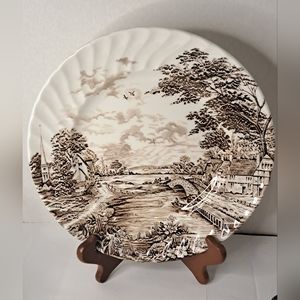 Vintage dinner plate, Country Days Brown Transferware Plate.